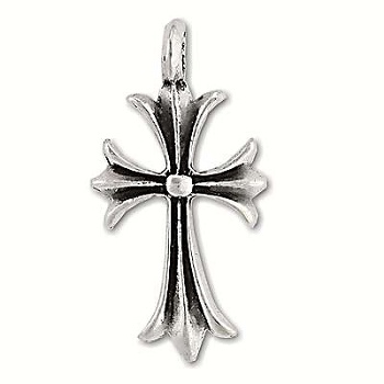 Sterling Silver Oxidize Flute Cross Pendant