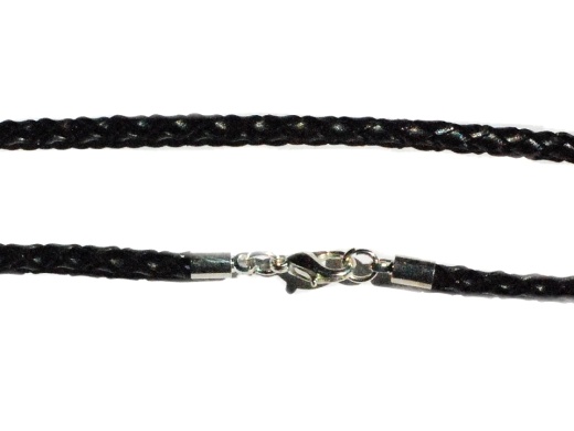 Black Braided Leather Necklace - 20 Inch 3 Mm with Lobster Claw Clasp