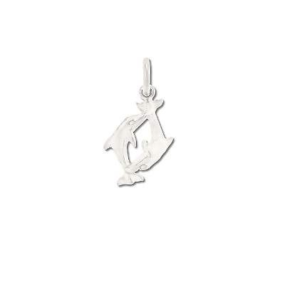 Sterling Silver Double Dolphin Charm Pendant