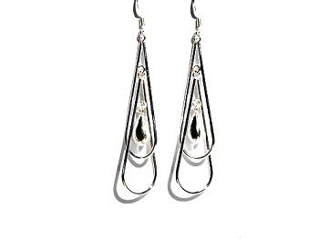 Sterling Silver Double Tear Drop Dangle Earrings