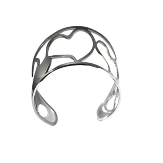 Stainless Steel Open and Close Hearts Bangle Bracelet