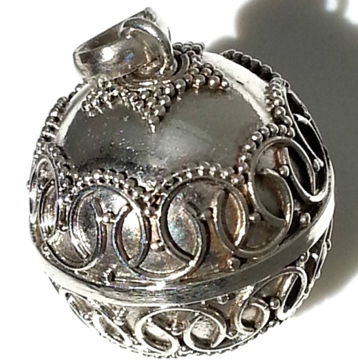 Sterling Silver Hand Crafted Balinese 18Mm Harmony Ball Pendant