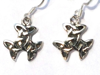 Sterling Silver Celtic Tricep Symbol Riddle Knot Earrings
