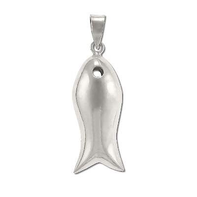 Sterling Silver Puffed Fish With Open Eye Pendant