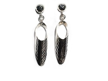 Sterling Silver Diamond Cut Half Cone Dangle Post Earring