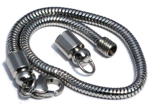 Stainless Steel European Snake Bracelet with Screw Off Ends