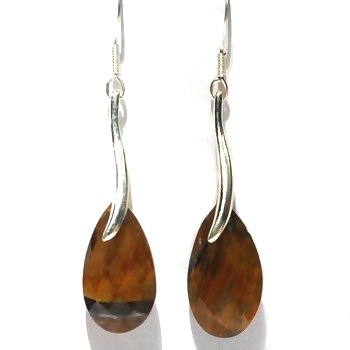 Sterling Silver Tiger Eye Dangle Earrings