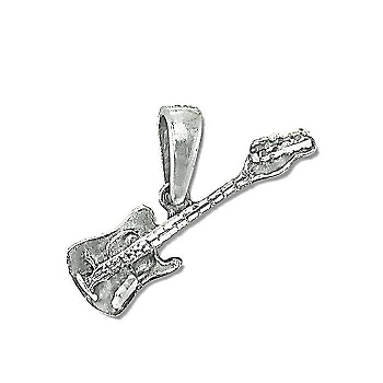 Sterling Silver Electric Guitar Charm Pendant