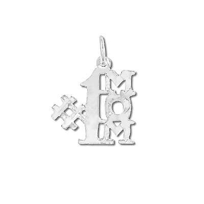 Sterling Silver Number One Mom Charm Pendant #1 Mom