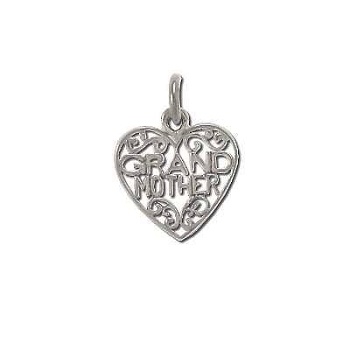 Sterling Silver Filigree Grandmother Heart Pendant