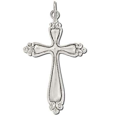 Sterling Silver Fluted Cross Pendant