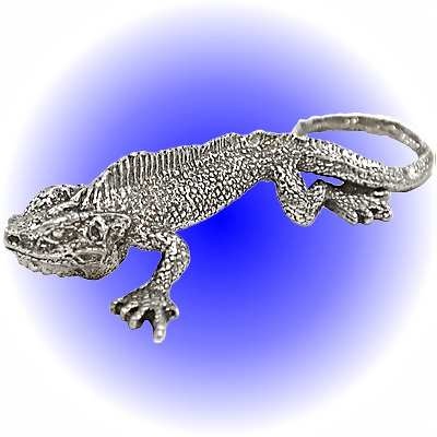 Iguana Lizard Pewter Figurine Lead Free