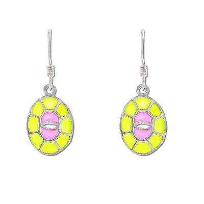 Pair Of Sterling Silver Stained Glass Eye Of Odin Dangle Earrings