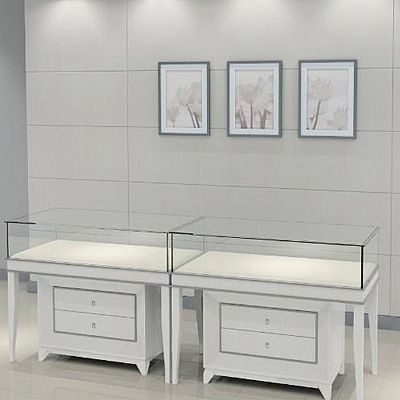 White Gloss Wooden Jewelry Showcase - 47 1/4" X 21 1/2" X 41 1/4"