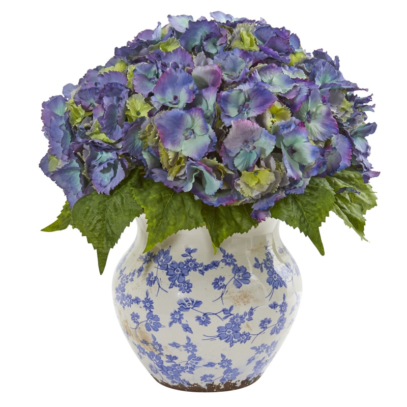 Blue Artificial Hydrangea Arrangement