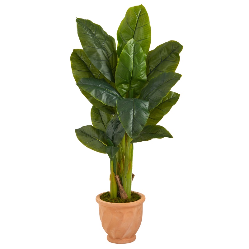 49” Triple Stalk Artificial Banana Tree in Terra-Cotta Planter