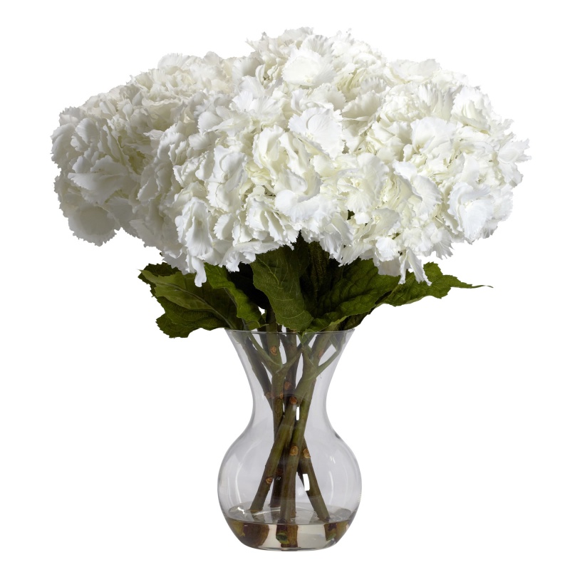 Large Hydrangea W/Vase Silk Flower Arrangement