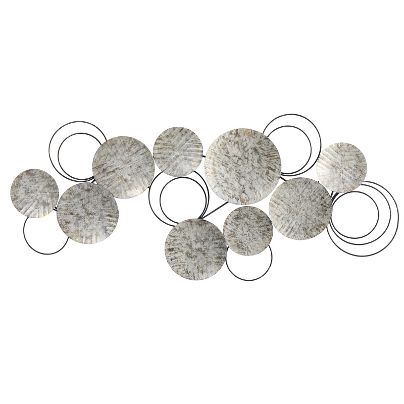 Galvanized Embossed Metal Discs Wall Art