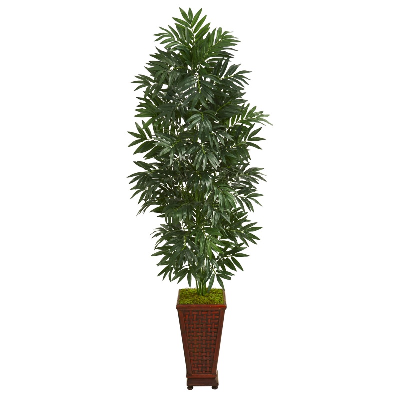 5.5’ Bamboo Palm Artificial Plant In Decorative Planter