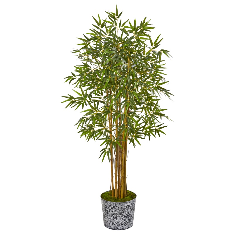 5’ Bamboo Artificial Tree In Tin Planter