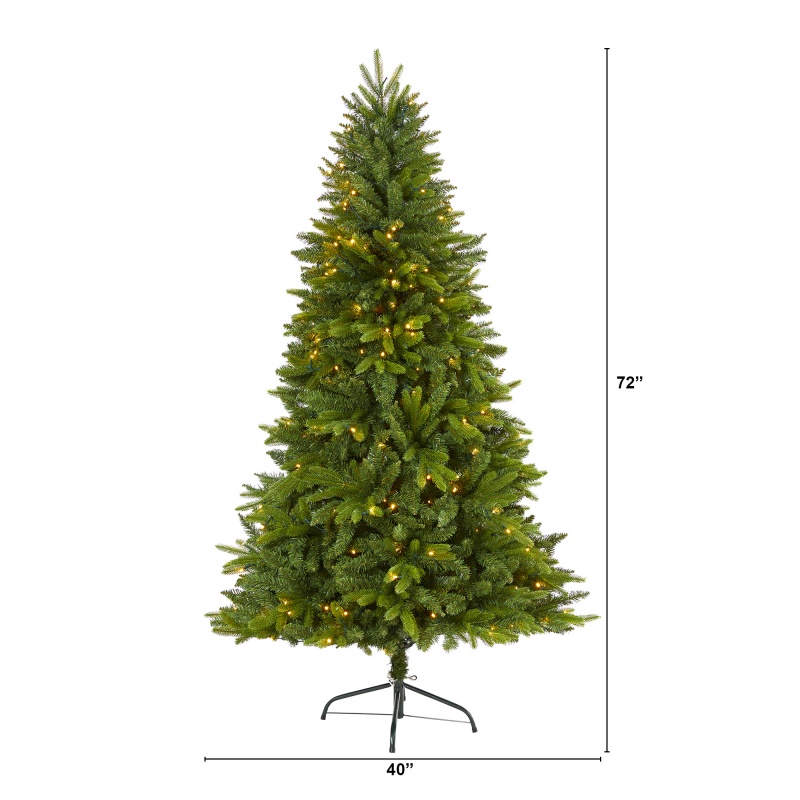 6' Sun Valley Fir Artificial Christmas Tree With 300 Clear Led Lights