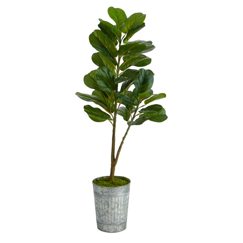 4’ Fiddle Leaf Fig Artificial Tree In Metal Planter