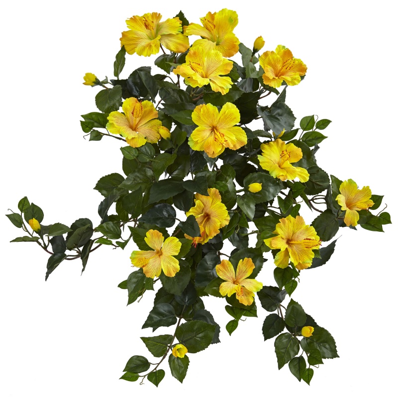 24” Hibiscus Hanging Artificial Plant (Set Of 2)
