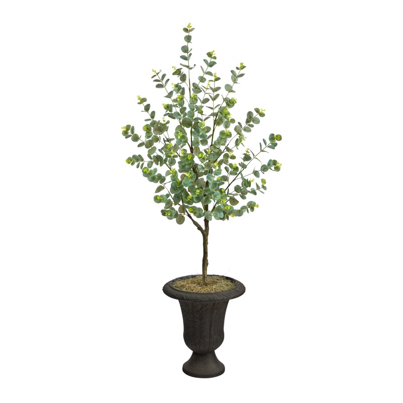 57 Inch Eucalyptus Artificial Tree in Charcoal Urn Planter for Indoor Decor