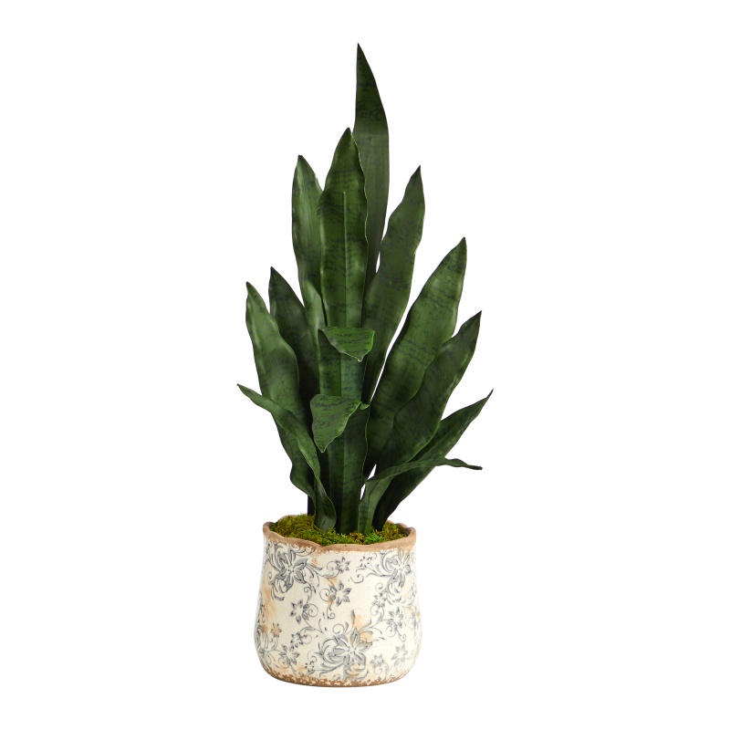 27” Sansevieria Artificial Plant In Decorative Planter
