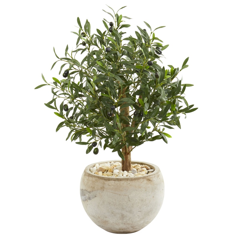 31” Olive Artificial Tree In Bowl Planter
