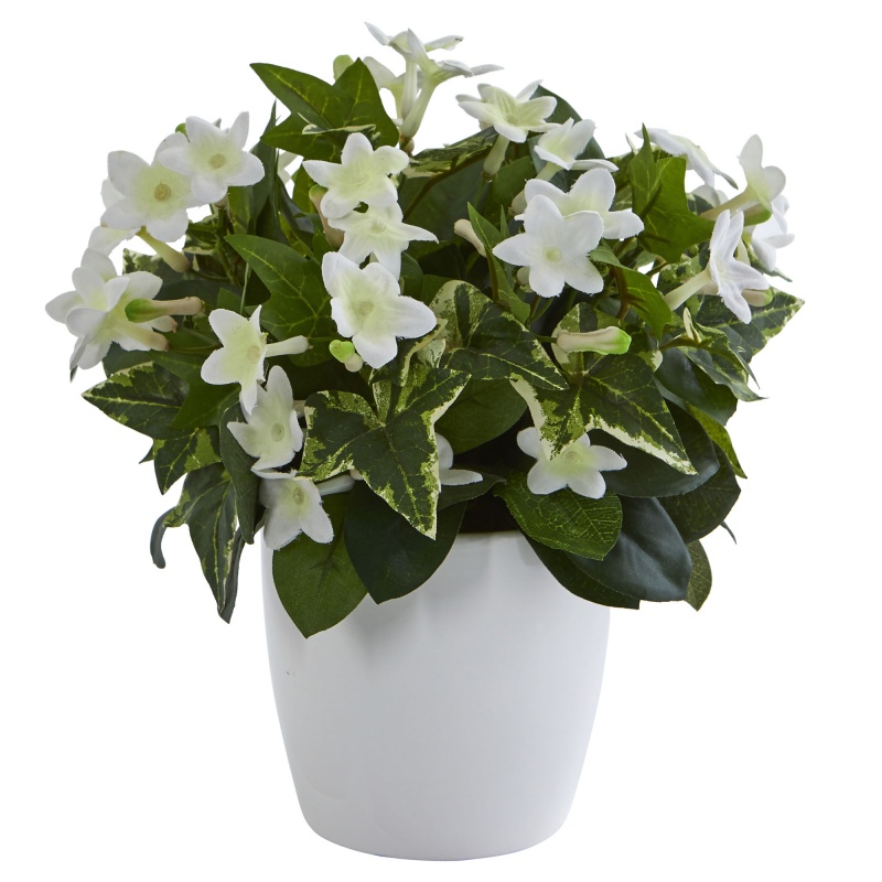 Stephanotis Artificial Plant In White Vase
