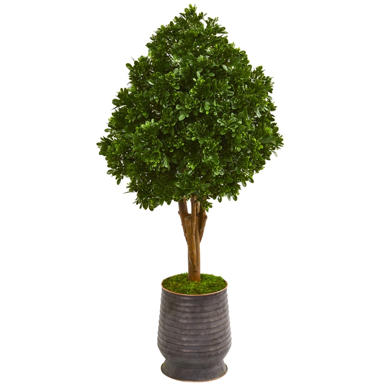 49” Tea Leaf Artificial Tree In Metal Planter Uv Resistant (Indoor/Outdoor)