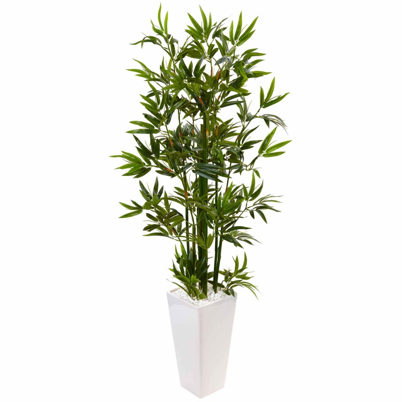 4.5’ Bamboo Tree In White Tower Planter