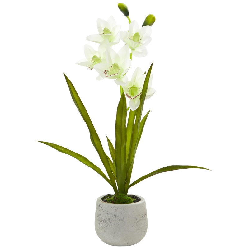 Cymbidium Orchid Artificial Arrangement In Vase