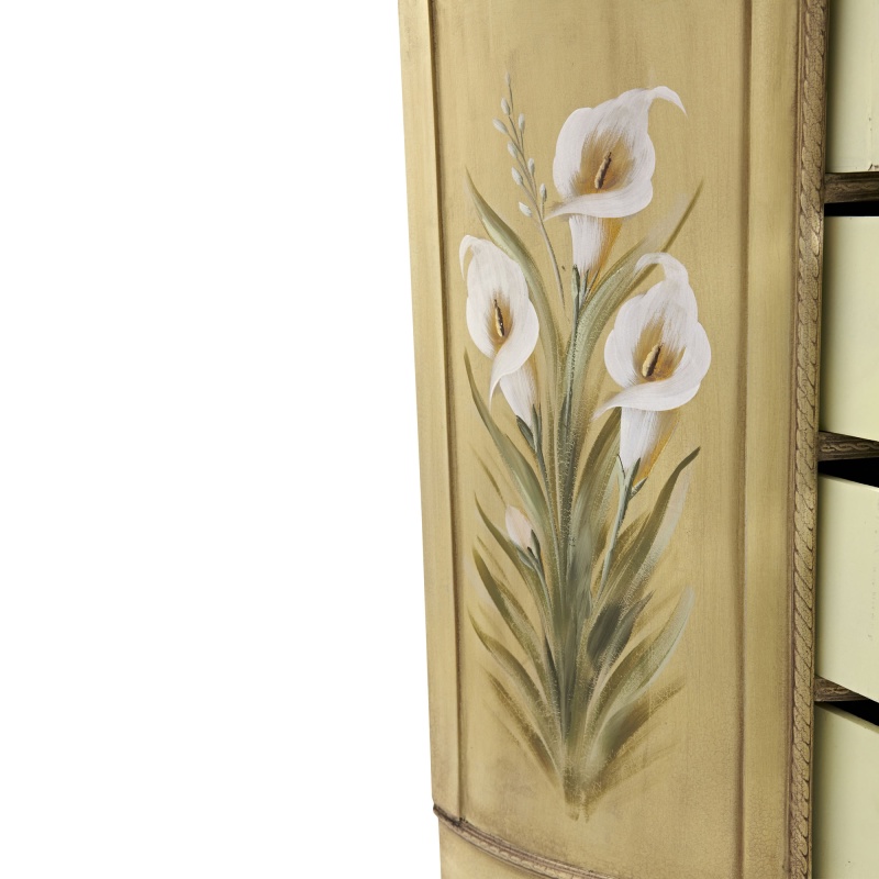 Antique Accessory Table W/Calla Lily Floral Art