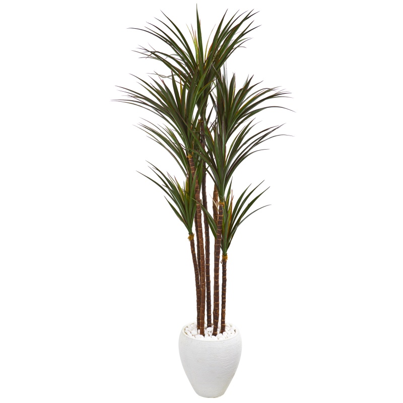 70” Giant Yucca Artificial Tree in White Planter