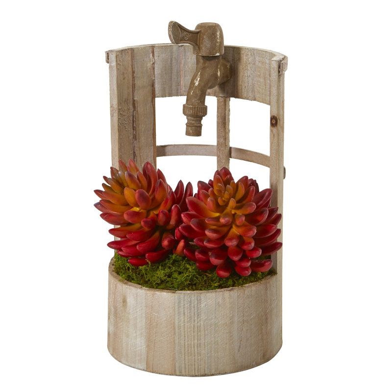 12” Succulent Artificial Plant In Faucet Planter