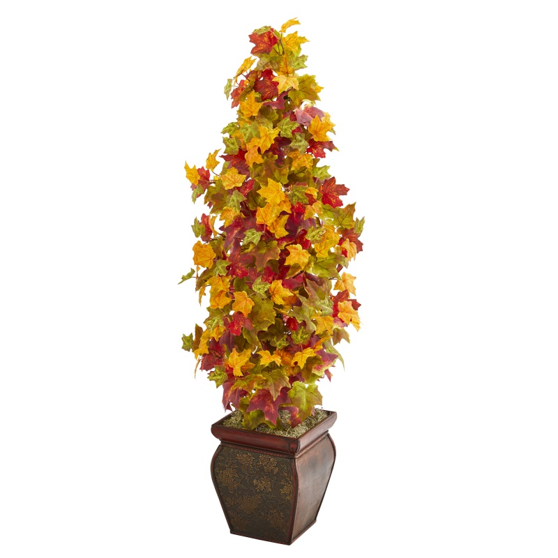 40” Autumn Maple Artificial Tree In Decorative Planter