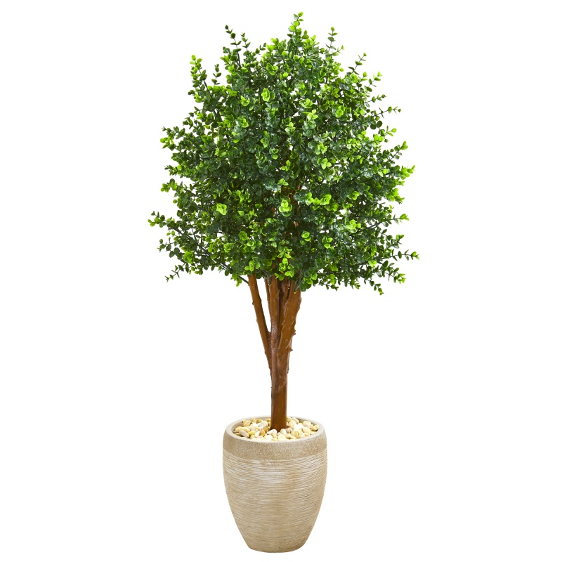 4.5’ Eucalyptus Artificial Tree in Sandstone Planter
