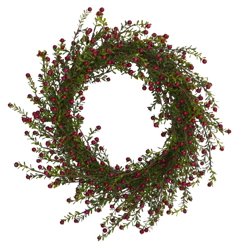 20” Boxwood And Berries Artificial Wreath