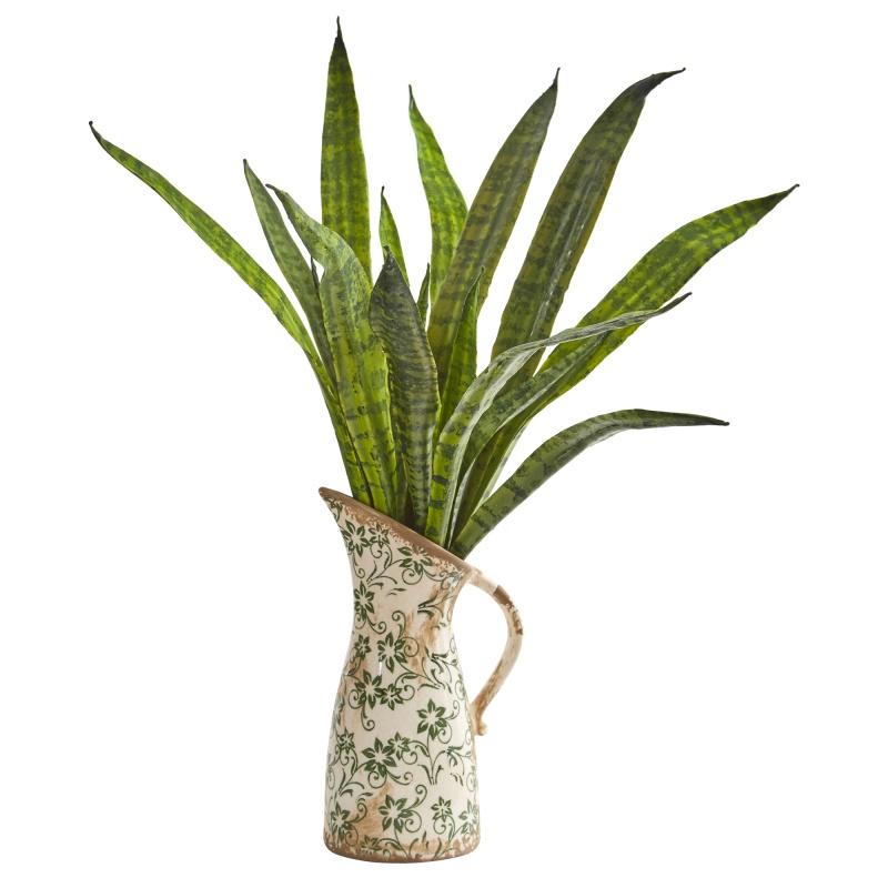 22” Sansevieria Artificial Plant In Floral Pitcher