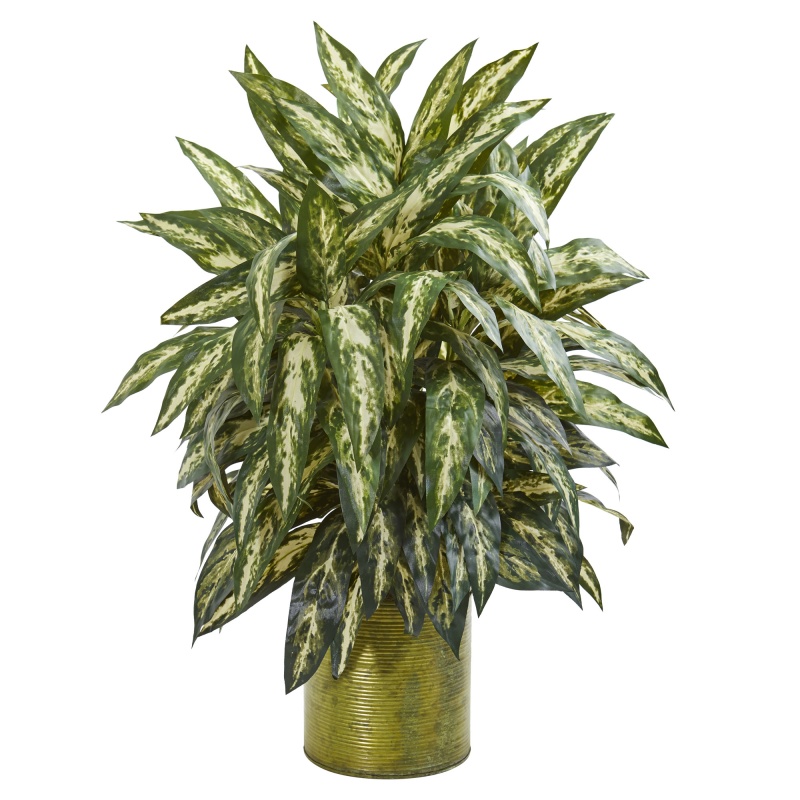 Aglonema Artificial Plant In Metal Planter