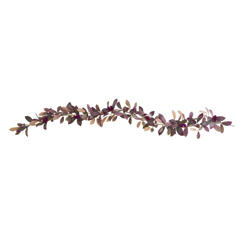 6’ Fall Laurel Leaf With Berries Artificial Garland (Set Of 2)