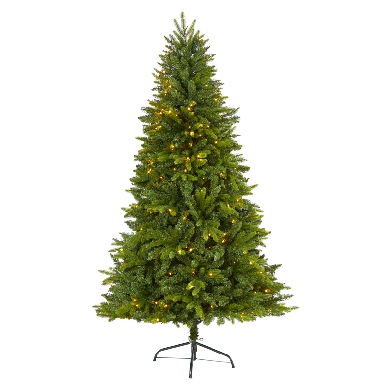 6' Sun Valley Fir Artificial Christmas Tree With 300 Clear Led Lights