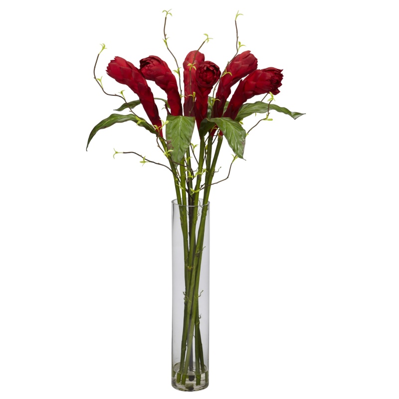 Ginger W/Cylinder Vase Silk Flower Arrangement