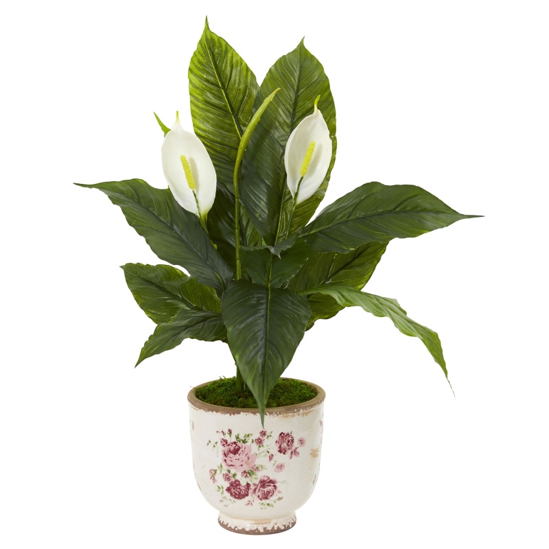 38” Spathifyllum Artificial Plant In Decorative Vase
