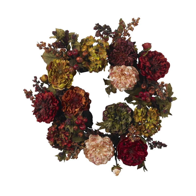 22" Autumn Hydrangea Peony Wreath