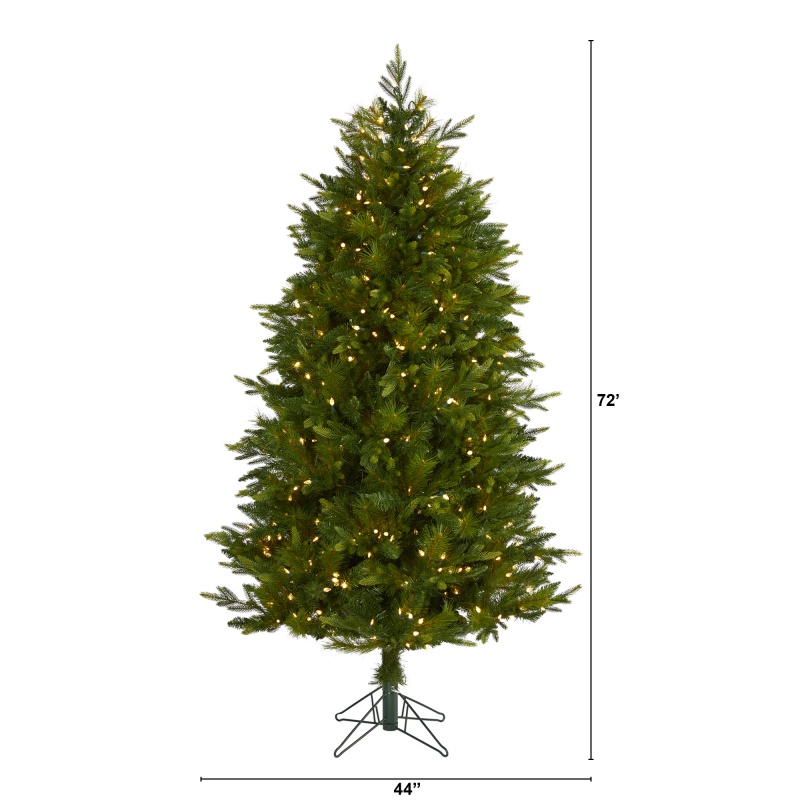 6' Hartford Fir Artificial Christmas Tree With 500 Warm (Multifunction) Led Lights With Instant Connect Technology And 711 Bendable Branches
