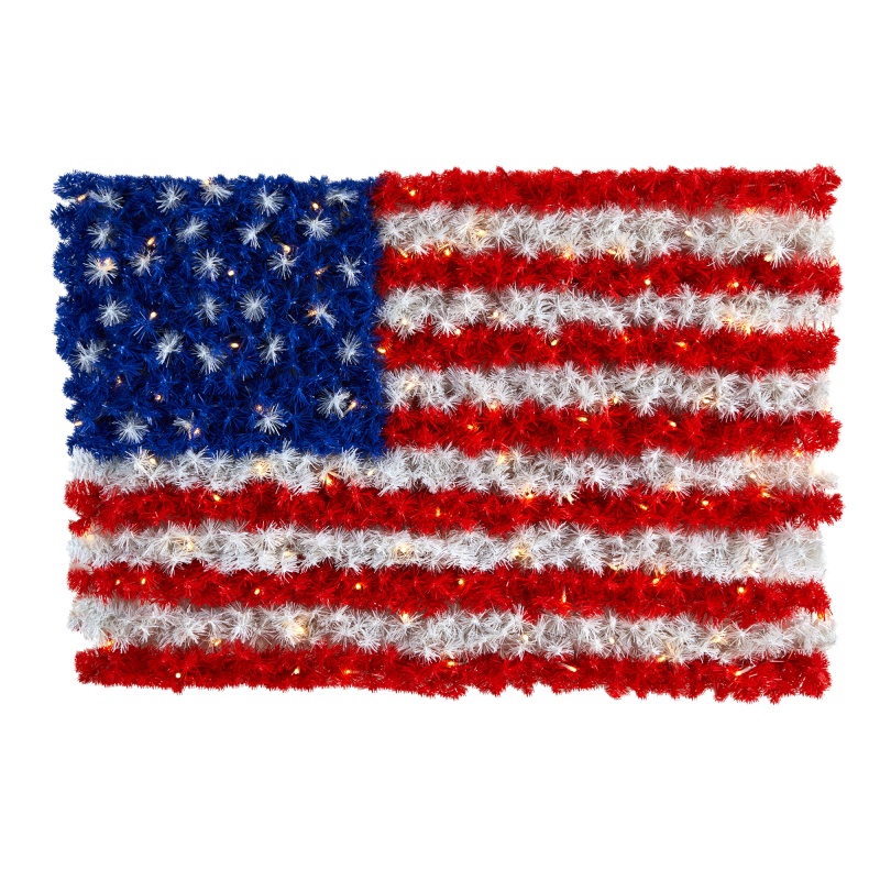 3’ X 2’ Red, White, And Blue “American Flag” Wall Panel With 100 Warm Led Lights (Indoor/Outdoor)