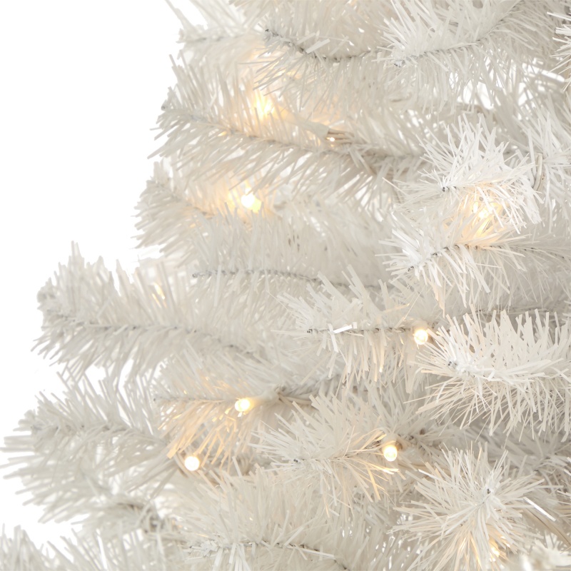 5' White Artificial Christmas Tree With 350 Bendable Branches And 150 Clear Led Lights